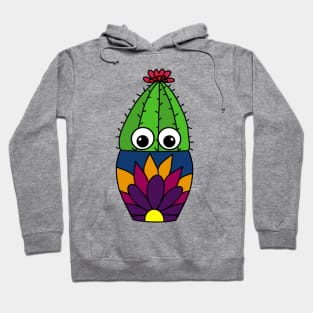 Cute Cactus Design #320: Cactus In Pretty Floral Pot Hoodie